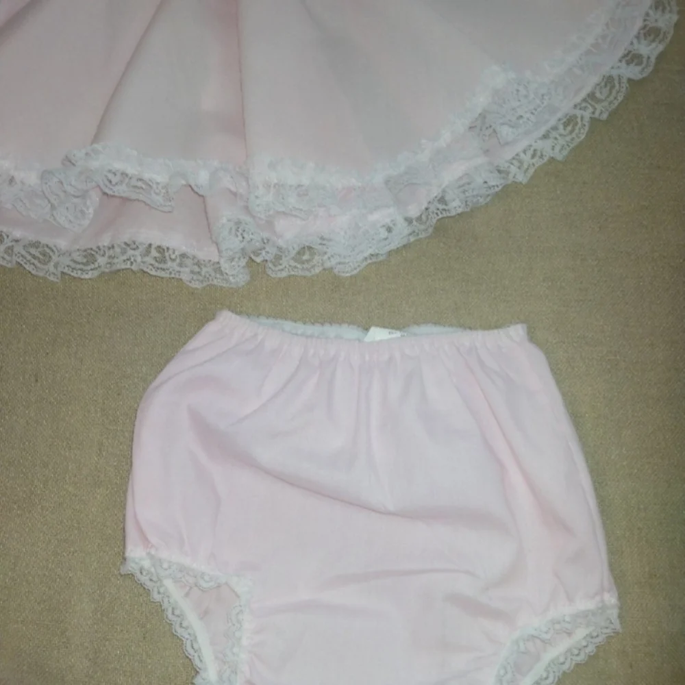 Vintage Pink Baby Dress with Lace Trim - Picture 5 of 8